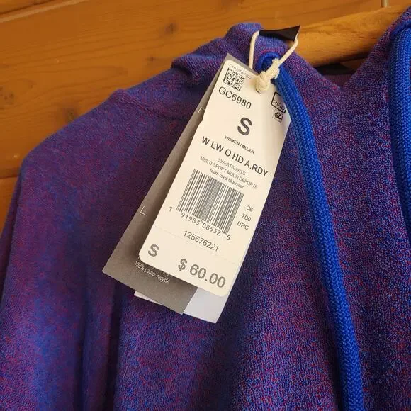 Adidas Lightweight Hoodie In Team Royal Blue Scarlet Melange NWT Small Pullover - Picture 4 of 4